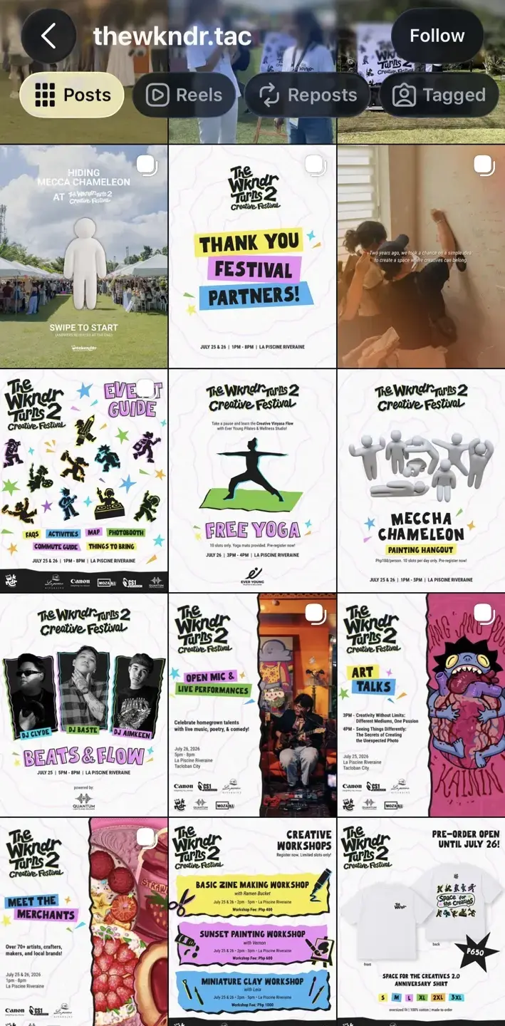The Wkndr Turns 2 campaign graphics visible on Instagram
