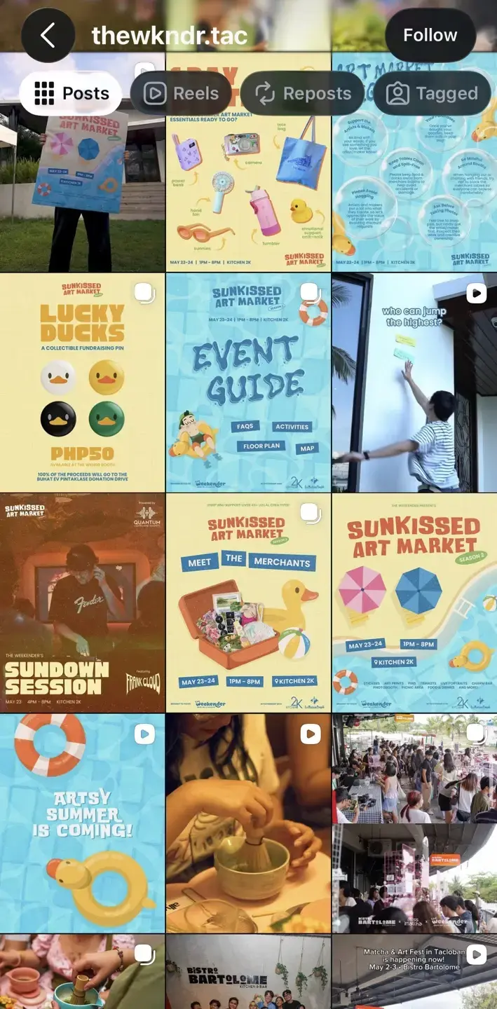 Sunkissed Art Market campaign visible on Instagram