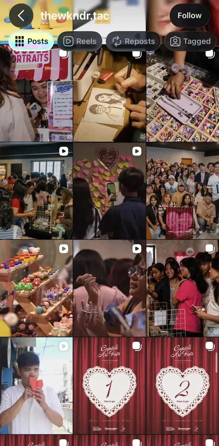 Cupid's Art Fair content and event coverage on Instagram