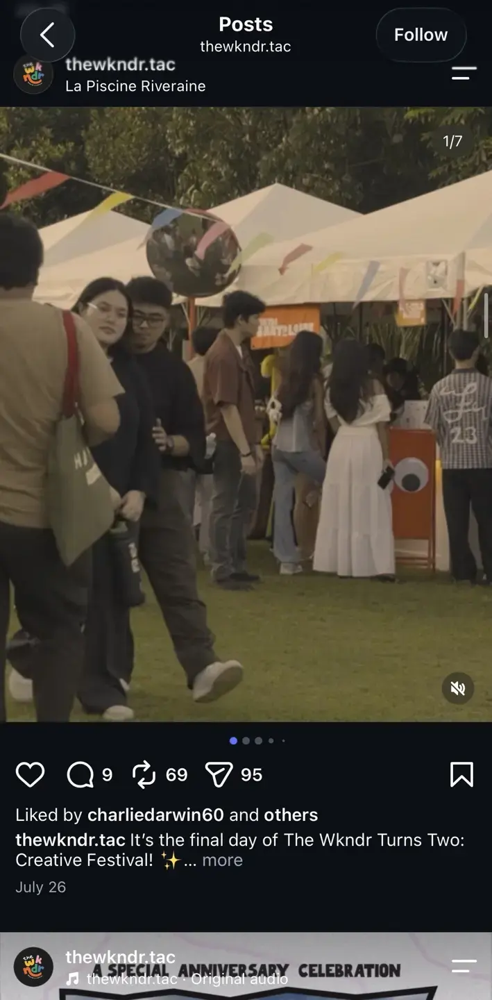 Published final-day festival recap showing 9 comments, 69 reposts, and 95 shares or sends